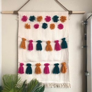 Bohemian Wall Hanging w/ Yarn & Macrame Accents